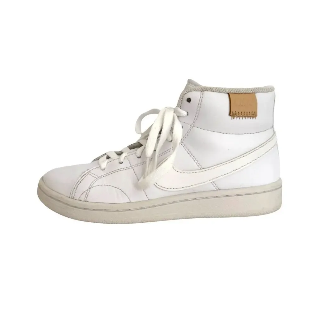 Nike White Leather High Top Sneakers Womens Size 6 Lace Up Casual Shoes